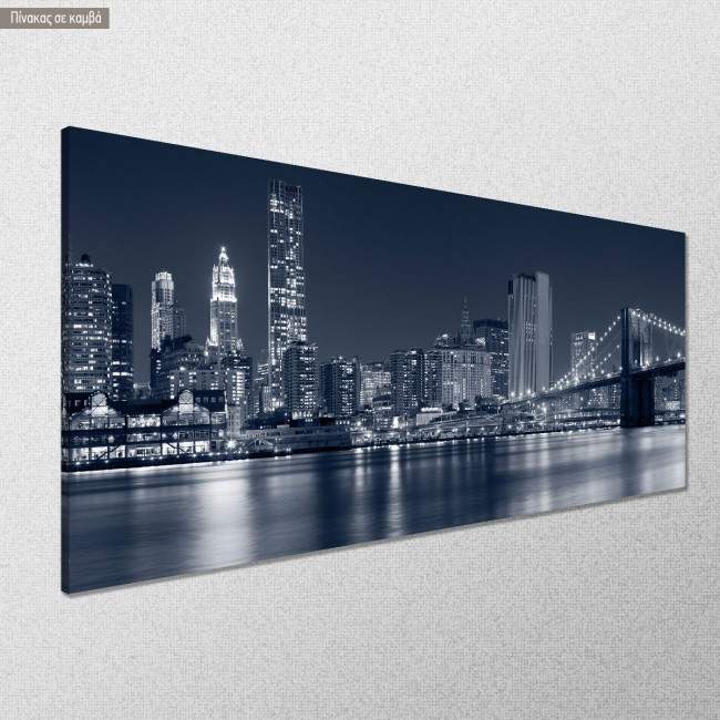 Canvas print City and bridge, panoramic, side