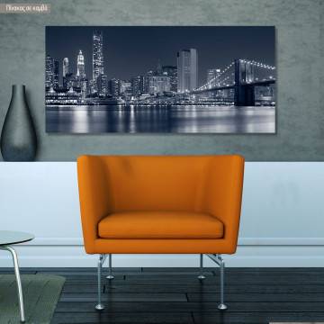 Canvas print City and bridge, panoramic