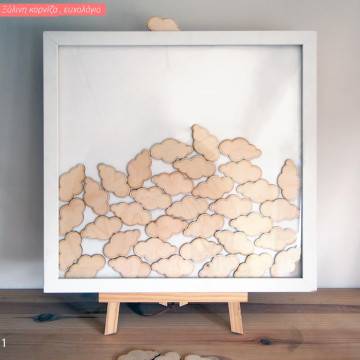 Frame with clouds Wooden wishes board