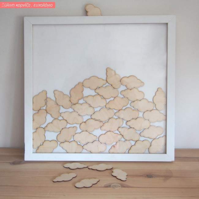 Frame with clouds Wooden wishes board