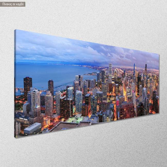 Πίνακας σε καμβά Chicago skyline, πανοραμικός, κοντινό