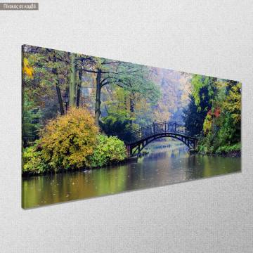Canvas print Old bridge in misty park panoramic Framed canvas View 1 2