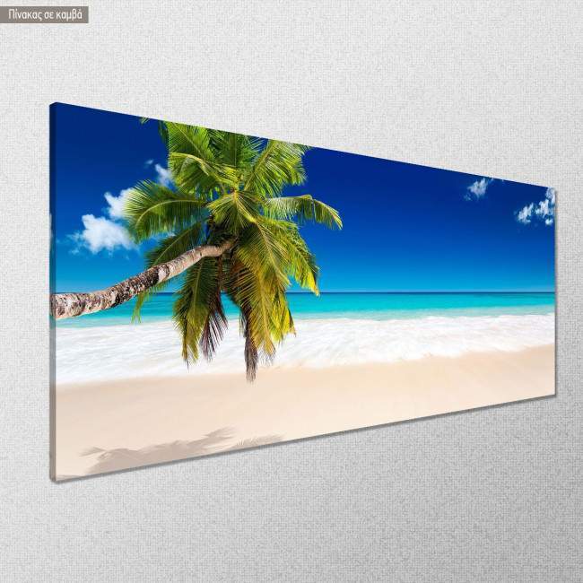 Canvas print Palm tree beach, panoramic, side
