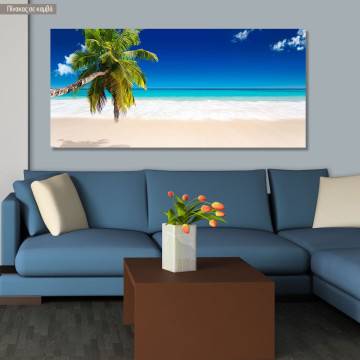 Πίνακας σε καμβά Palm tree beach, πανοραμικός