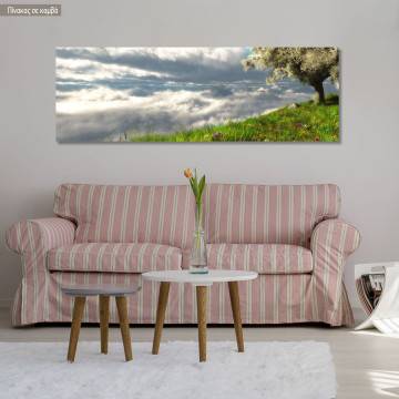 Canvas print Spring over the clouds, panoramic
