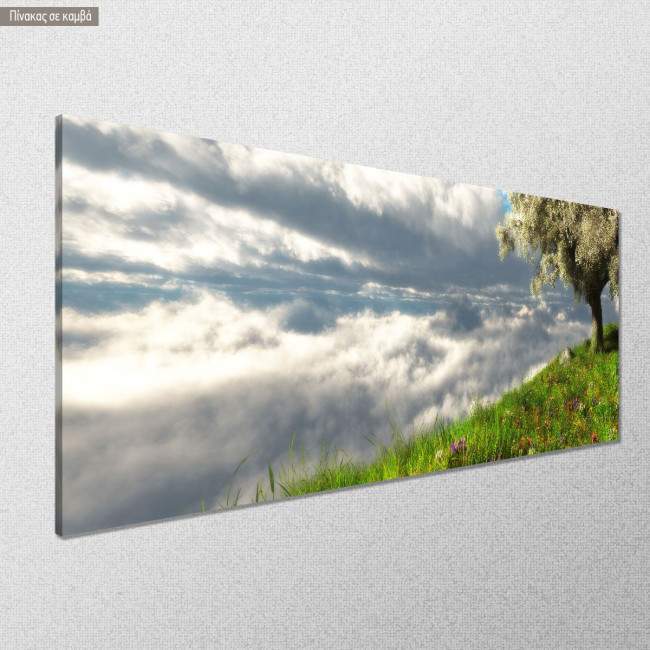 Πίνακας σε καμβά Spring over the clouds, πανοραμικός, κοντινό