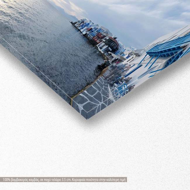 Canvas print Mykonos little Venice sunset, panoramic, detail