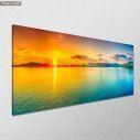 Canvas print Sunset in blue lake, panoramic, side