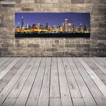 Canvas print Chicago's night, panoramic