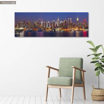 Canvas print Manhattan at night, panoramic