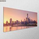 Canvas print New York city skyline, pink sunset, panoramic, side