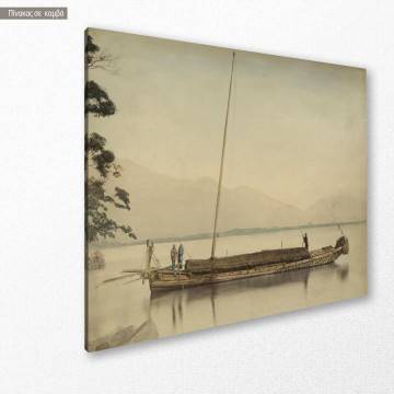 Canvas print Fishermen on a boat, Japan 2