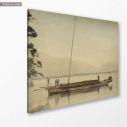 Canvas print Fishermen on a boat, Japan, side