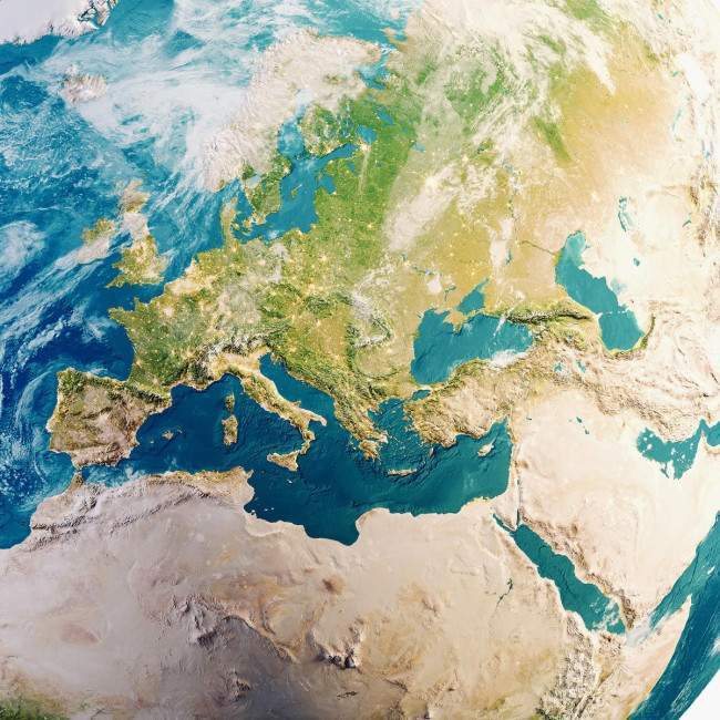 Πίνακας σε καμβά Planet Earth 3 globes, zoom