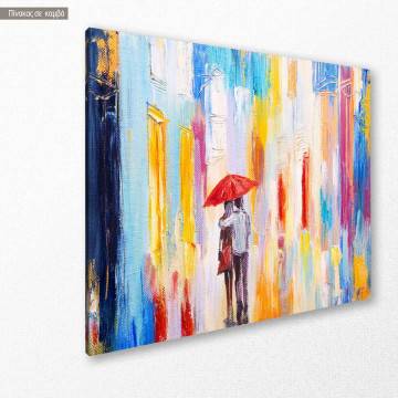 Πίνακας ζωγραφικής Couple walking in the rain, αντίγραφο σε καμβά 2