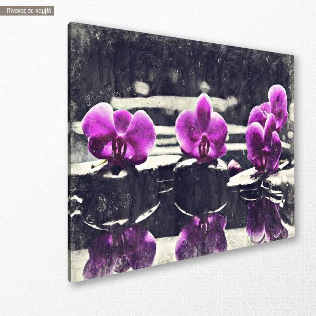 Πίνακας σε καμβά Ορχιδέες, Orchids on water impasto, κοντινό