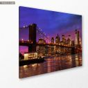 Canvas print Brooklyn bridge and Manhattan at sunset, side
