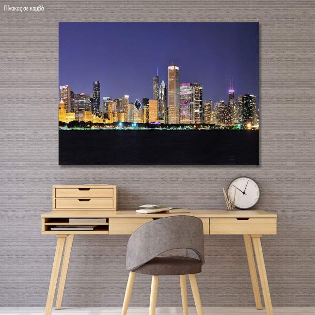 Πίνακας σε καμβά Chicago night panorama