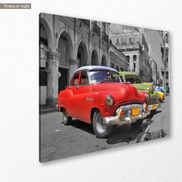 Πίνακας σε καμβά Αβάνα αυτοκίνητα, Colorful Havana cars gray back 2