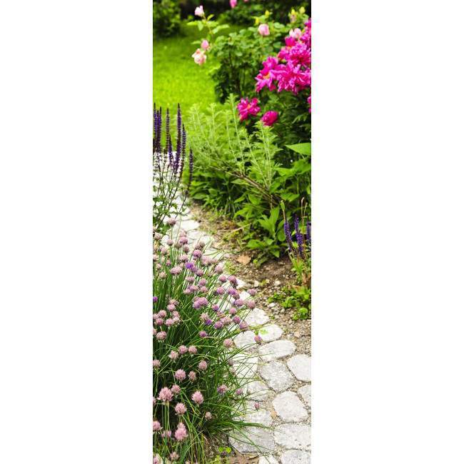 Door sticker Lush blooming summer garden