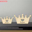 Wooden Crown  heart engraved name,  decorative figure