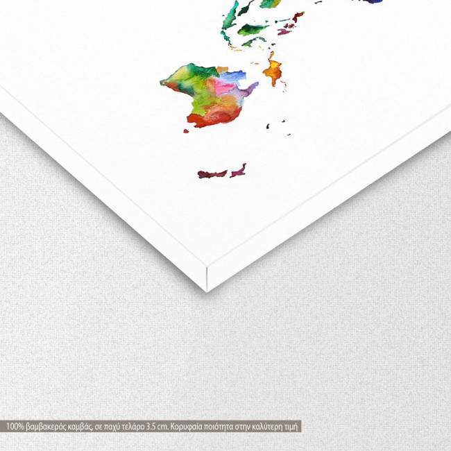 Canvas print Colorful world map I,  3 panels, detail