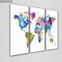 Canvas print Colorful world map I,  3 panels, side