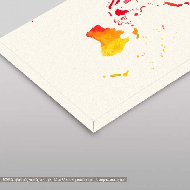 Canvas print Watercolor World Map,  3 panels, λεπτομέρεια