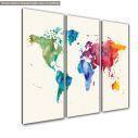 Πίνακας σε καμβά Watercolor World Map, τρίπτυχος, κοντινό