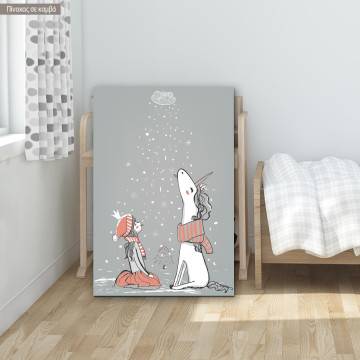 Kids canvas print Princess with unicorn