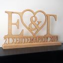 Wooden wedding sign with initials and date