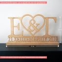 Wooden wedding sign with initials and date