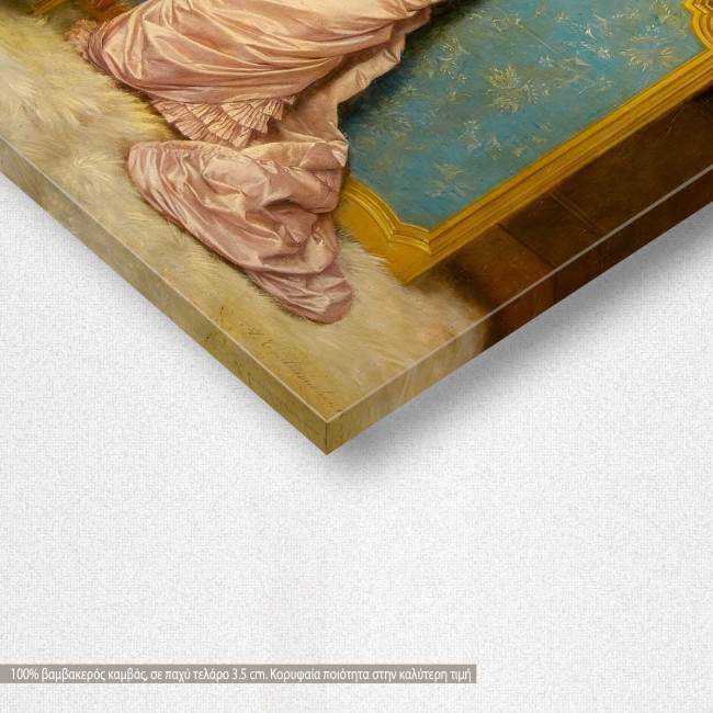 Πίνακας ζωγραφικής Portrait of a woman admiring herself, Toulmouche A, αντίγραφο σε καμβά, λεπτομέρεια