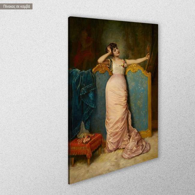 Canvas print Portrait of a woman admiring herself, Toulmouche A, side