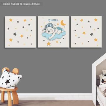 Canvas print Dreaming bear 3 panels