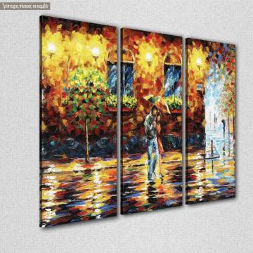Canvas print Couple under the rain,  3 panels 2