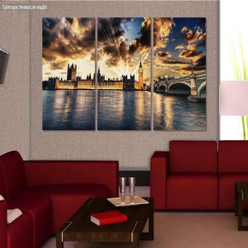 Canvas print Beautiful view of Westminster,  3 panels