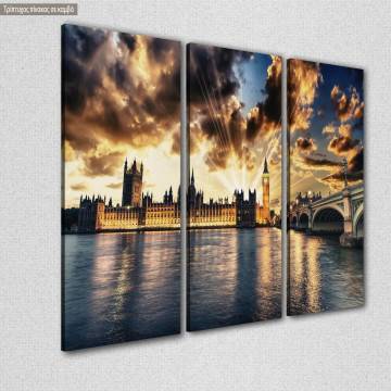 Canvas print Beautiful view of Westminster,  3 panels 2