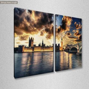 Πίνακας σε καμβά Beautiful view of Westminster, δίπτυχος 2