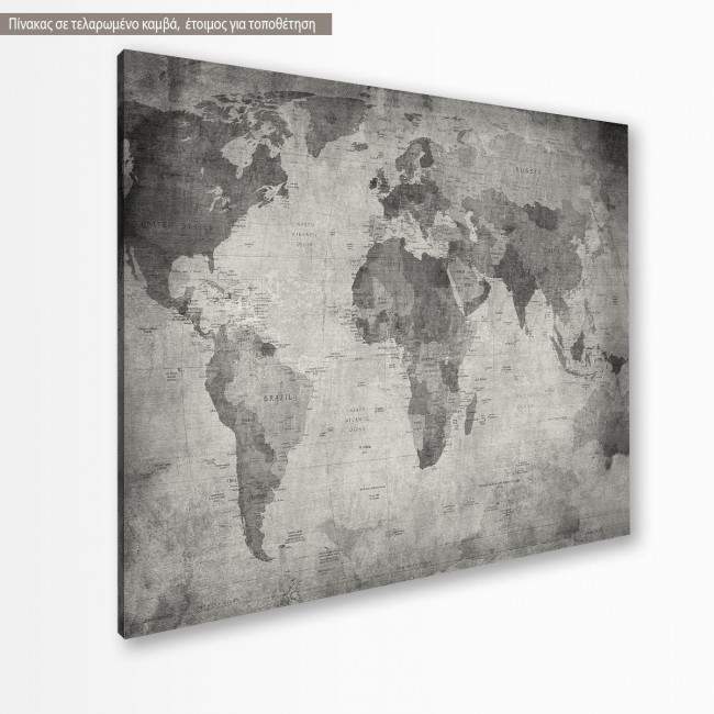 Canvas print World map vintage grayscale, κοντινό