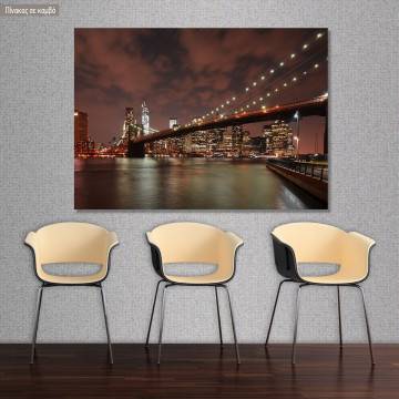 Canvas print New York, Brooklyn bridge lights