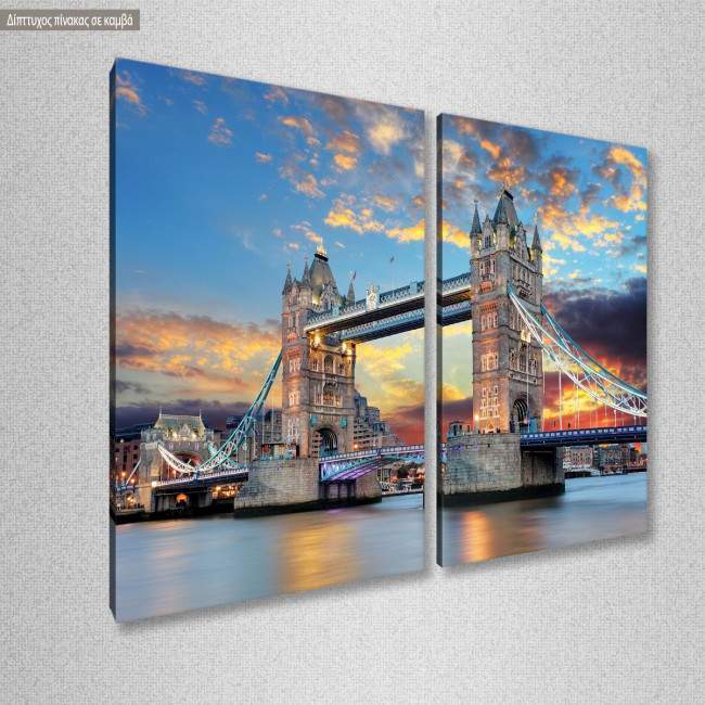 Πίνακας σε καμβά Tower bridge in London, δίπτυχος, κοντινό