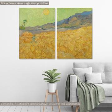Canvas print Wheatfield with a reaper, Vincent van Gogh, two panels