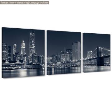 Canvas print City and bridge, 3 panels panoramic 2