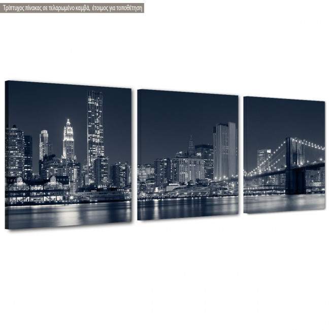 Canvas print City and bridge, 3 panels panoramic