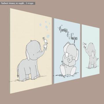 Canvas print Little brothers hug, 3 panels 2