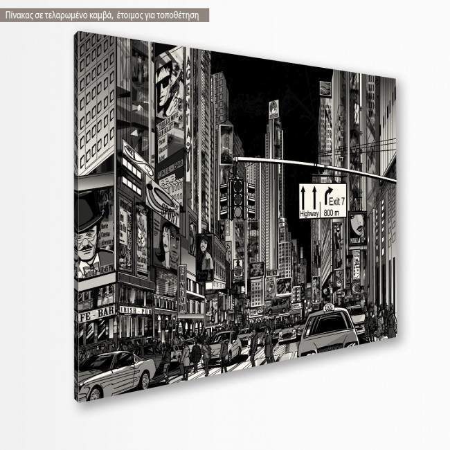 Canvas print New York vector grayscale