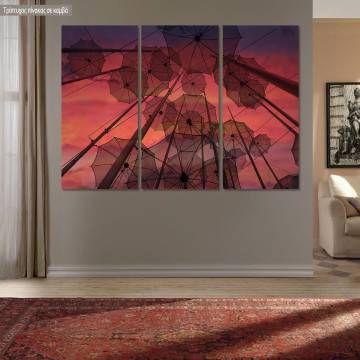 Canvas print Umbrella's of Thessaloniki 3 panels