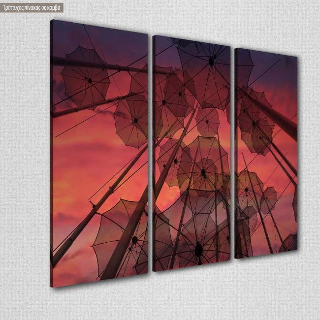 Canvas print Umbrella's of Thessaloniki 3 panels, side