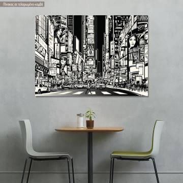 Canvas print New York night vector grayscale